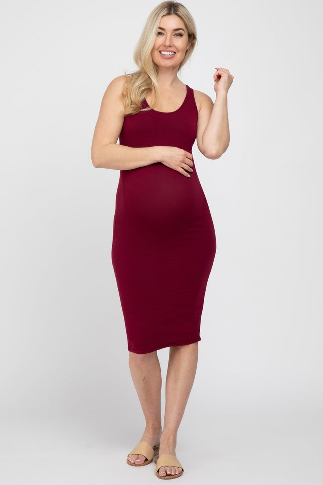 Burgundy Sleeveless Racerback Maternity Dress | PinkBlush Maternity