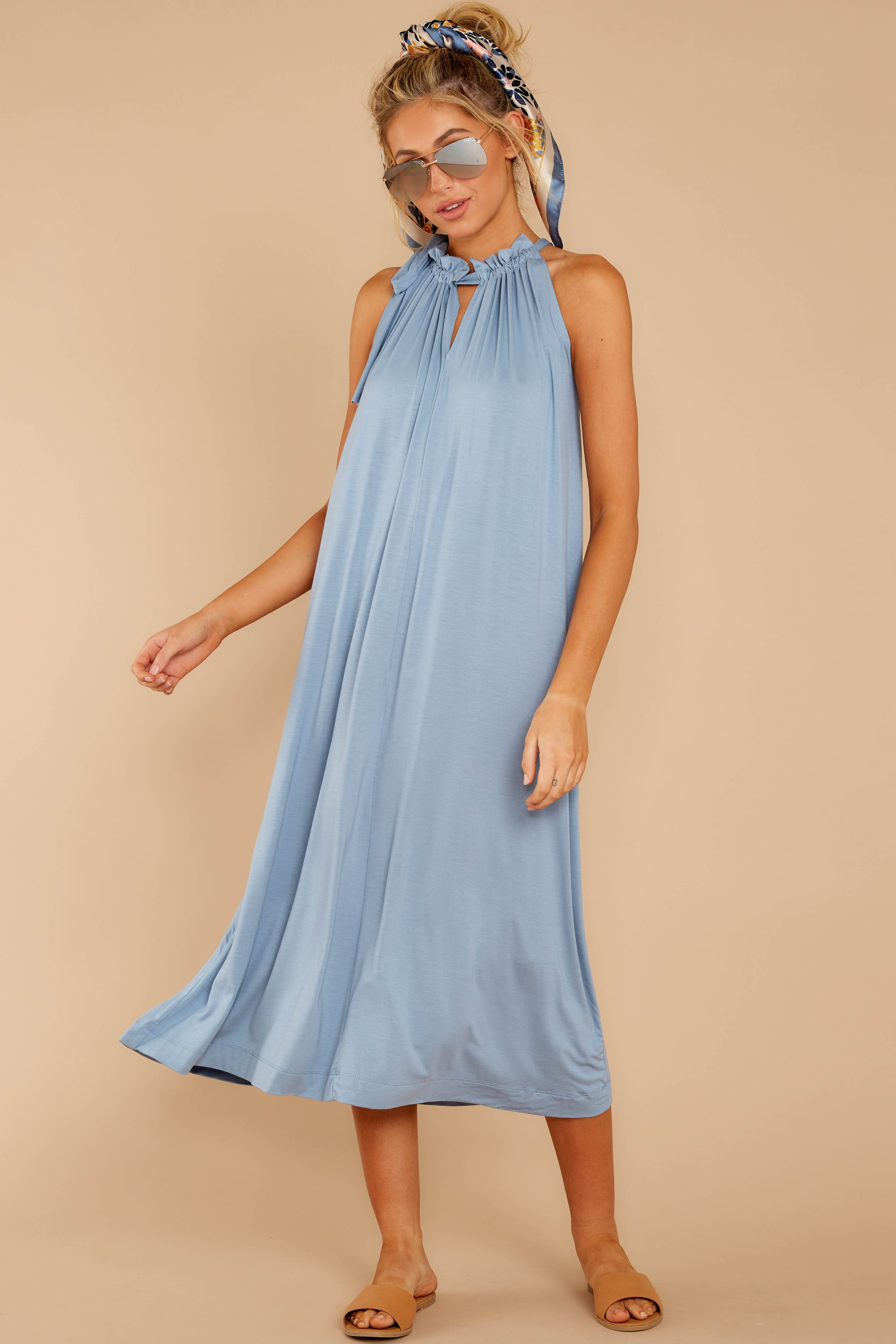 My Itinerary Dusty Blue Midi Dress | Red Dress 