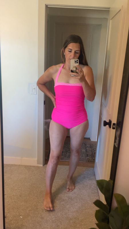 Swimsuit. Retro Haltertop One piece with good coverage in the bust and booty area .

#LTKswim #LTKtravel #LTKVideo