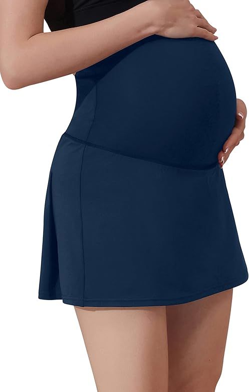 Maacie Maternity Tennis Skirts Quick-Dry Sports A-Line Skirt with Pockets | Amazon (US)