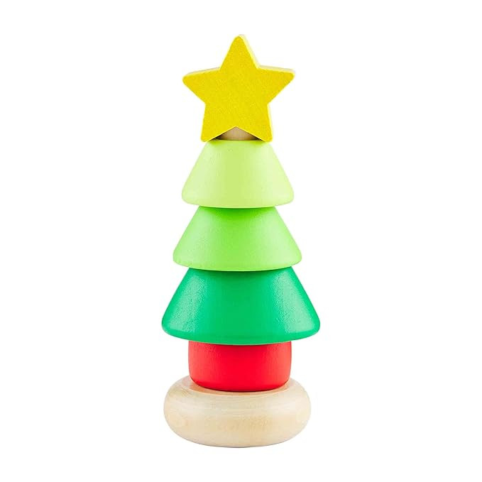 Mud Pie Kids Christmas Stacker Toy, Tree, 5" x 2" Dia | Amazon (US)