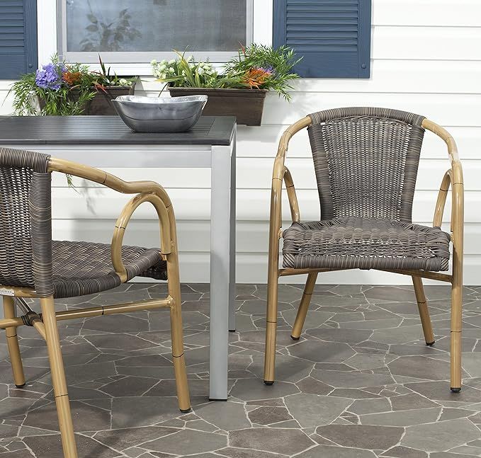 Safavieh Outdoor Living Collection Dagny Wicker Arm Chairs | Amazon (US)