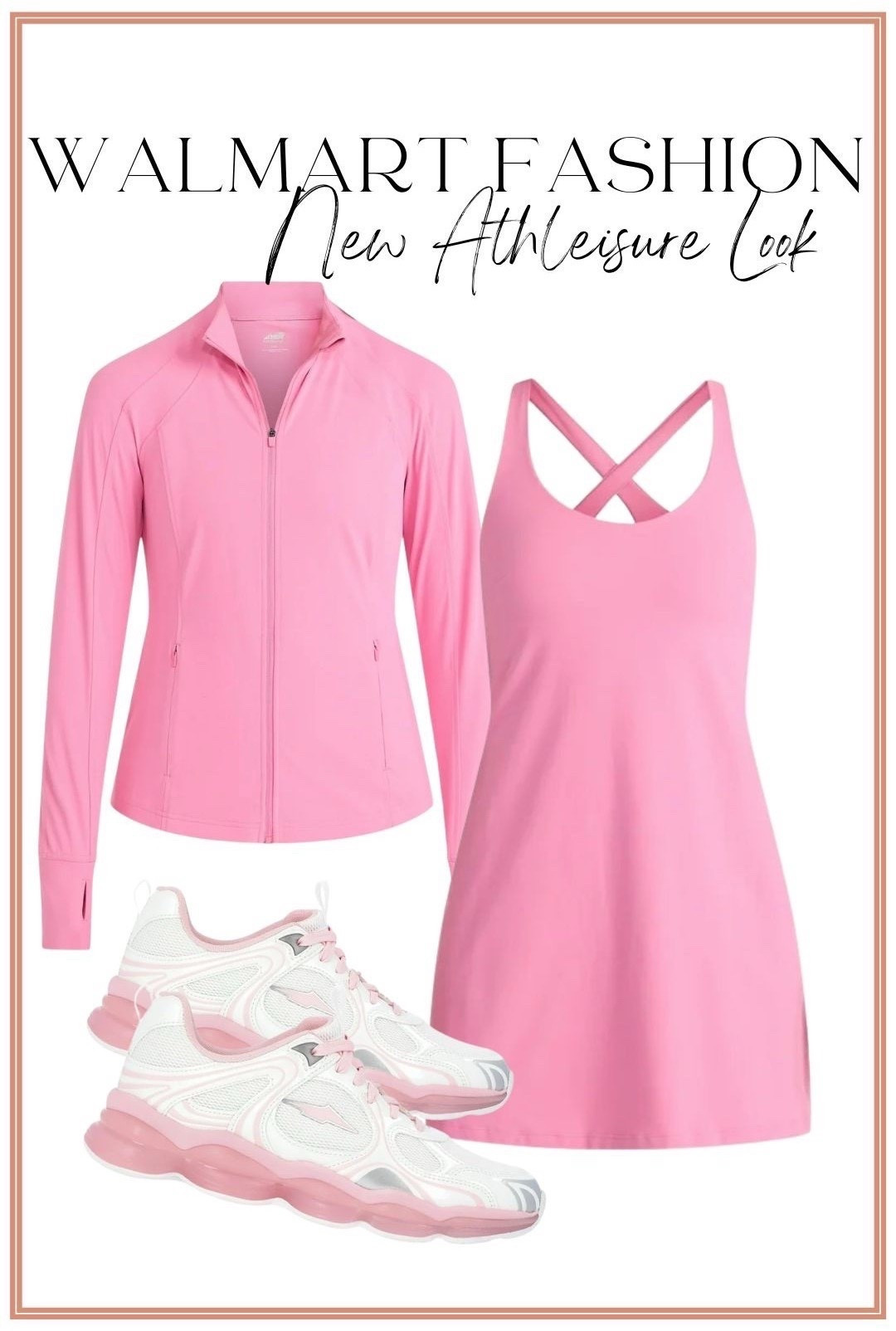Obsessed with this new Walmart athleisure look 💗✨ The prettiest pink workout set that’s cute enough for errands and comfy enough for all-day wear.

This Walmart activewear outfit features a lightweight zip-up jacket, a flattering athletic dress with criss-cross back detail, and supportive pink sneakers that complete the look. It’s perfect for walking, pickleball, travel days, school drop-off, or casual everyday outfits. The soft, stretchy fabric makes this one of those throw-on-and-go athleisure outfits you’ll reach for constantly.

If you’re searching for affordable athleisure, Walmart activewear finds, or a pink athletic outfit, this set checks all the boxes while staying budget-friendly.

✨ Comfortable + flattering
✨ Easy to mix & match
✨ Great for everyday wear
✨ Walmart fashion favorite

Linked in LTK and available at Walmart 💕

#WalmartAthleisure #WalmartActivewear #AffordableAthleisure #PinkAthleisure #EverydayOutfits #AthleisureStyle #WalmartFashion #BudgetFriendlyStyle #CasualOutfits #MomLifeStyle