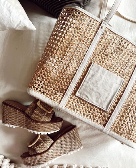 Details! This bag is GORG! Also these sandals are very comfy! On trend.

Sandals. Straw bag. Tote bag. Summer. Accessories. 

#LTKSeasonal #LTKstyletip #LTKtravel