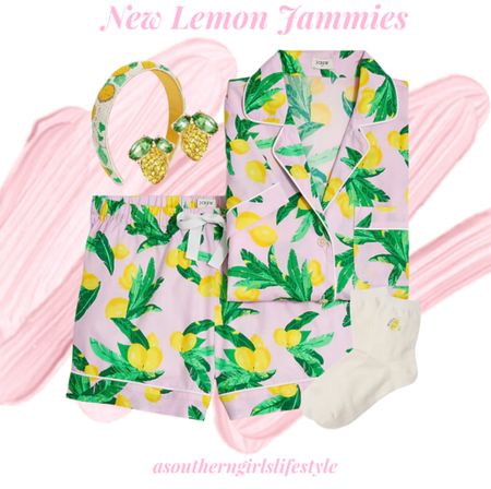 New Lemon Pajamas/Loungewear. Everything is on Sale

Icy Pink Pale Lemon Short Pajama Set, Ciao Embroidered Lemon Socks, Lemon Beaded Headband & Lemon Stud Earrings 

Summer Outfit. Vacation. 

#LTKSeasonal #LTKSaleAlert #LTKStyleTip