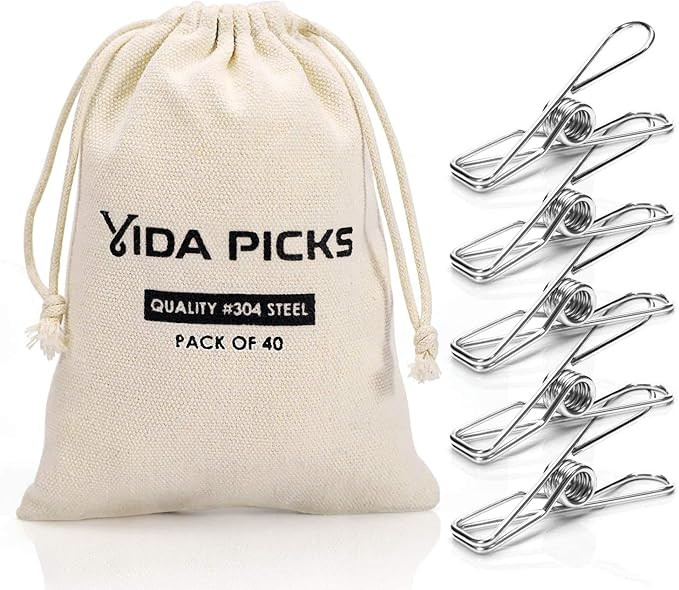 40 Pack Wire Clothes Pins Heavy Duty Outdoor, Stainless Steel ClothesPins for Hanging Clothes, Me... | Amazon (US)