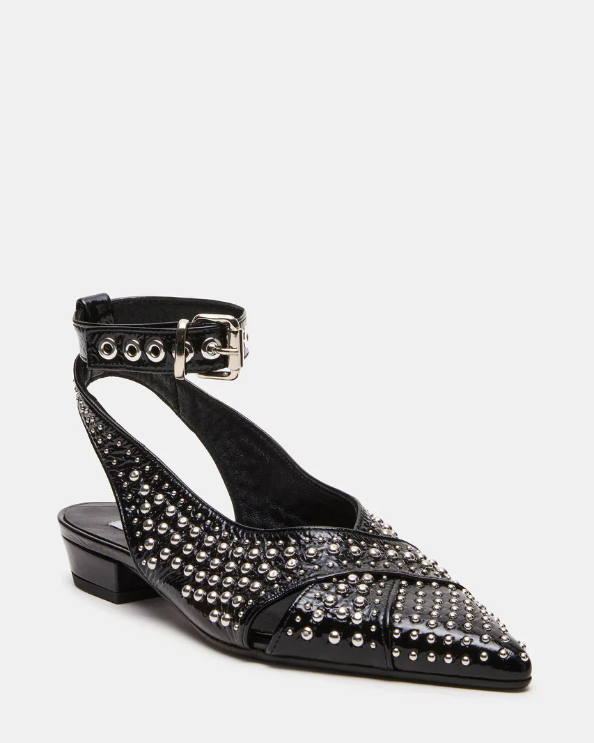 NASH Black Leather Pointed-Toe Slingback Flat | Women's Flats | Steve Madden (US)