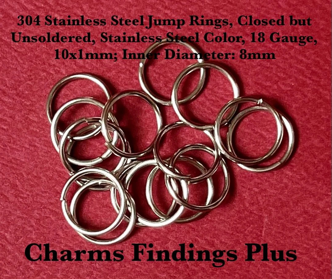200 Pieces, 304 Stainless Steel Jump Rings, Closed but Unsoldered, Stainless Steel Color, 18 Gaug... | Etsy (US)