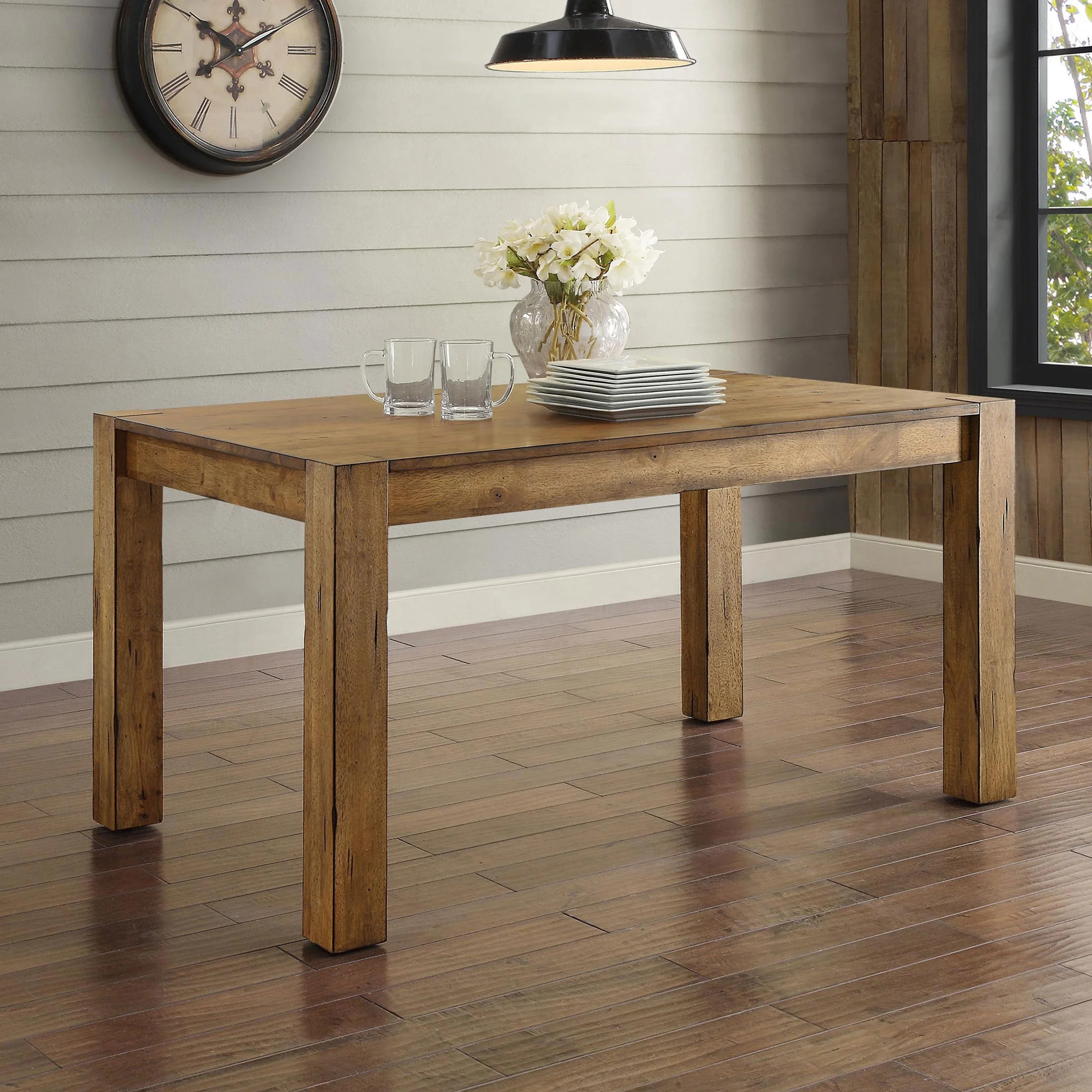 Better Homes & Gardens Bryant Solid Wood Dining Table, Rustic Brown - Walmart.com | Walmart (US)