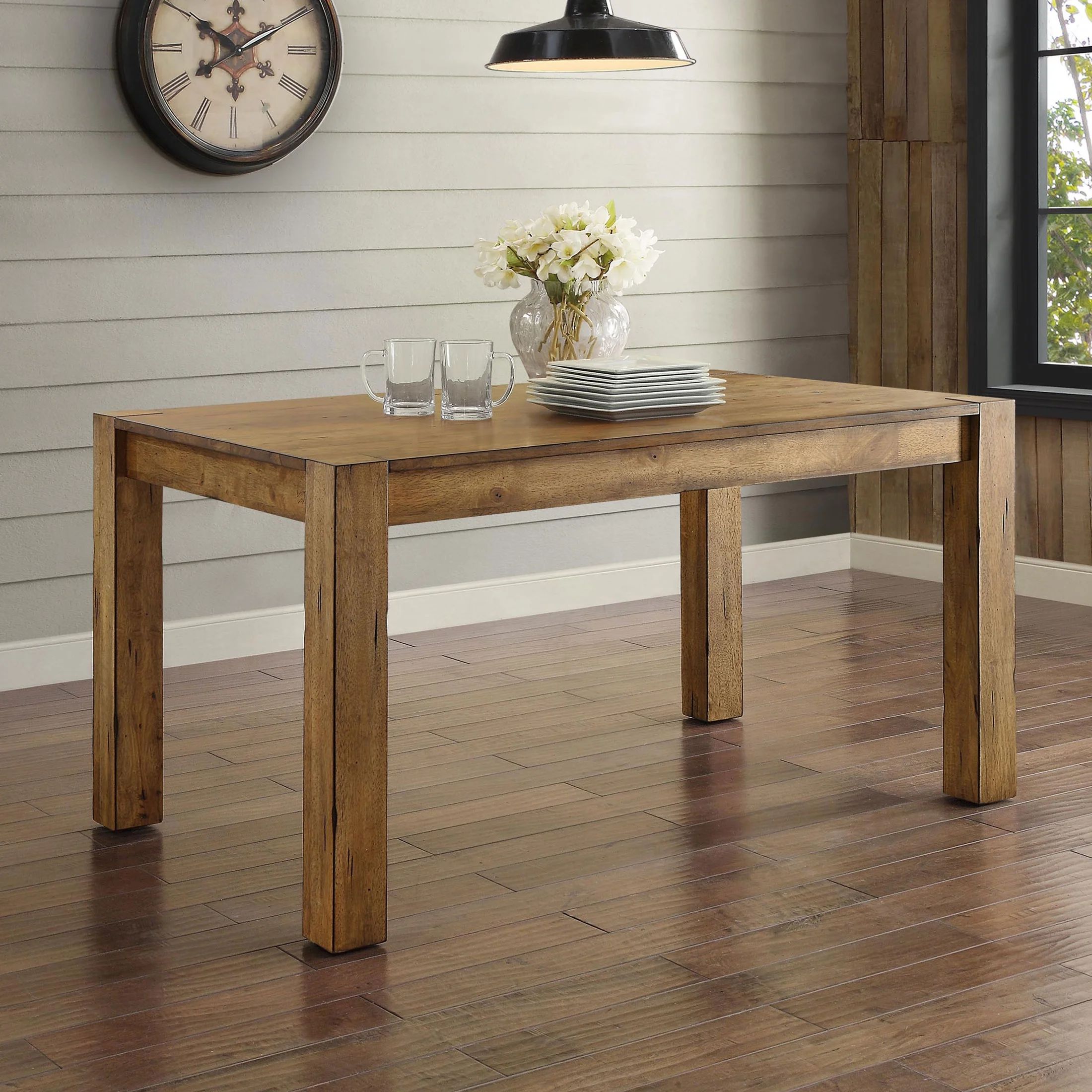 Better Homes & Gardens Bryant Solid Wood Dining Table, Rustic Brown | Walmart (US)