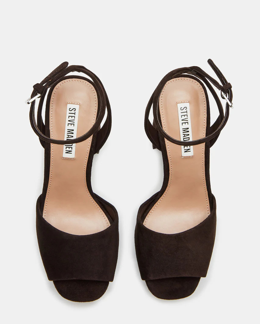 LOURDES Chocolate Brown Suede Platform Heel | Women's Heels | Steve Madden (US)