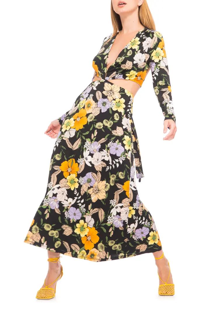 Assi Floral Cutout Detail Long Sleeve Knit Dress | Nordstrom