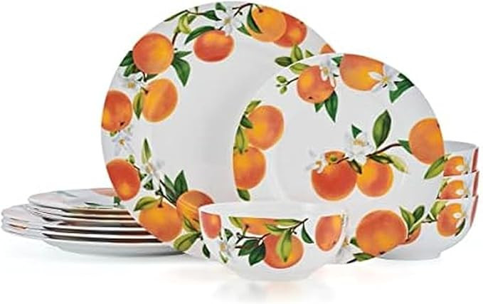 Mikasa Mandarin Bone China Lightweight Chip Resistant 12 Piece Dinnerware Set, Service for 4 | Amazon (US)
