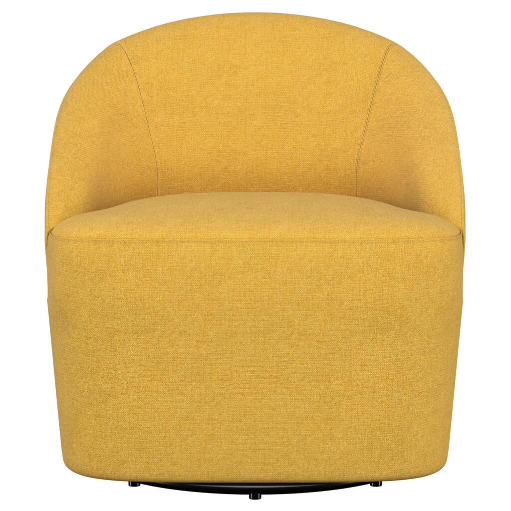 Leon Upholstered Barrel Accent Swivel Chair In Mustard Yellow | 1stopbedrooms