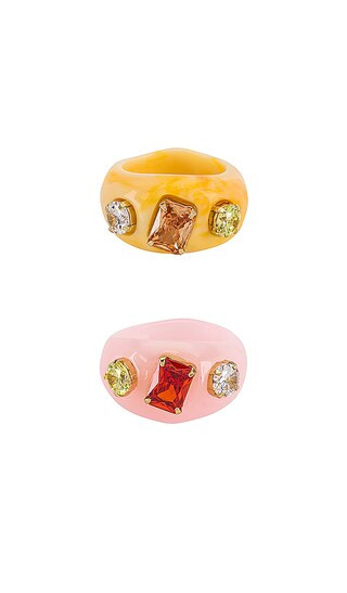 Embellished Ring in Pink & Yellow | Revolve Clothing (Global)