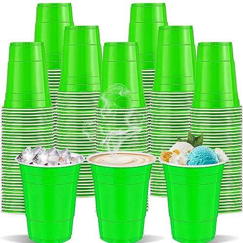 cssopenss 120 Pcs Green Plastic Cups green plastic Disposable cups 12 oz green Party Cups for drinking Tastings served Snacks Barbecues Picnics | Amazon (US)