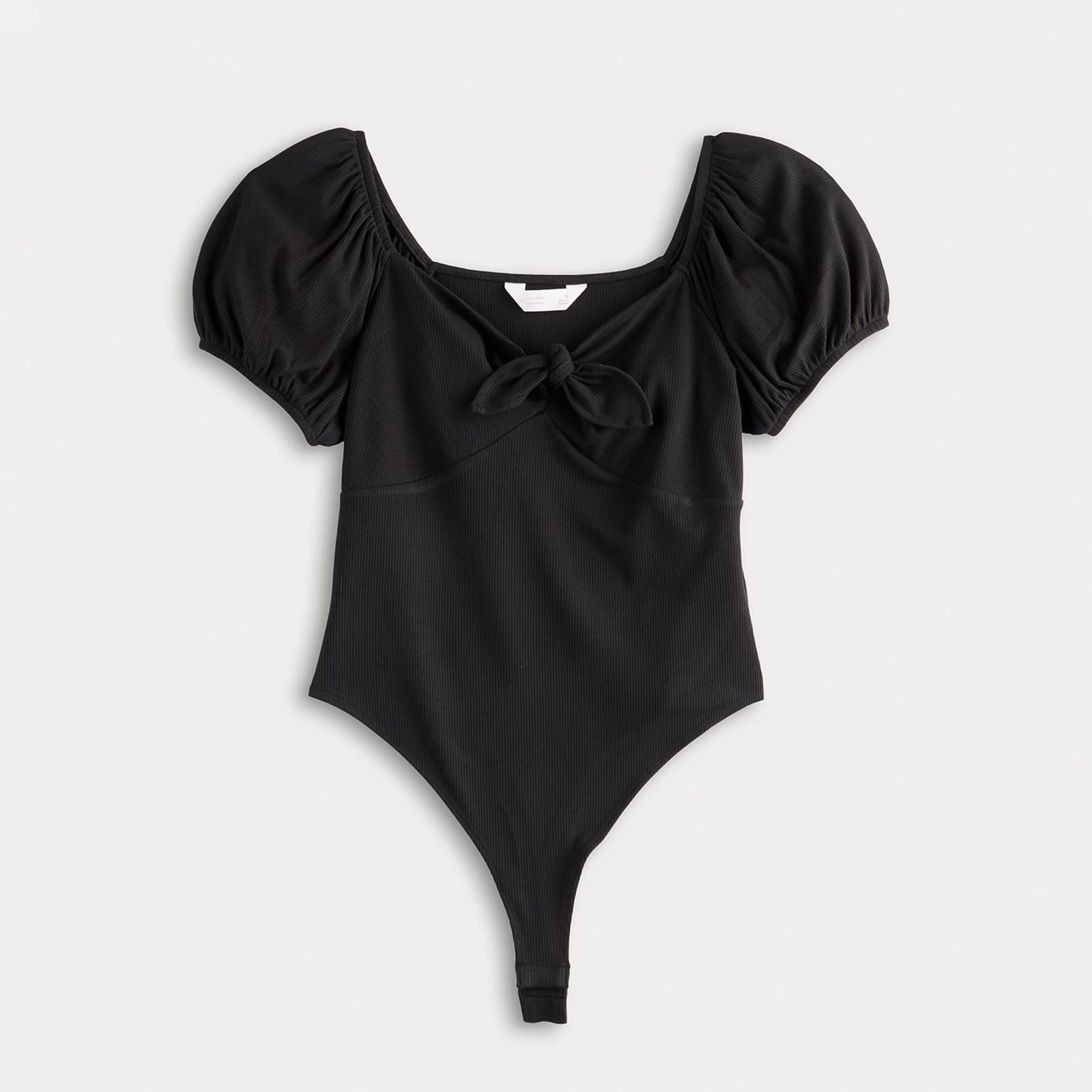 Women's LC Lauren Conrad Puff Sleeve Tie Front Bodysuit | Kohl's