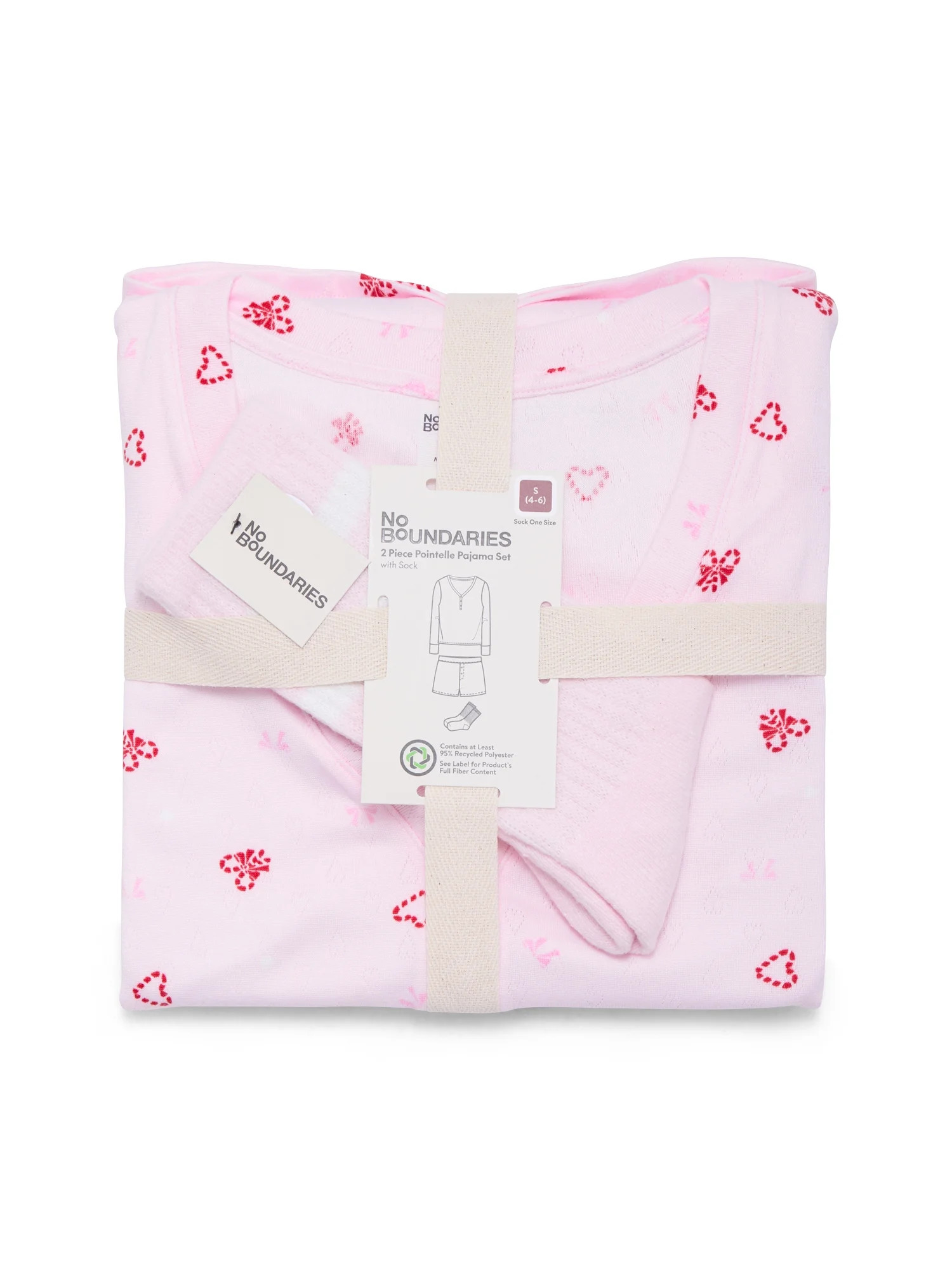 No Boundaries Giftable Long Sleeve Henley Sleep Top and Shorts Set with Socks, 3-Piece, Women’s | Walmart (US)