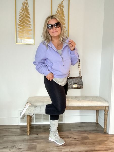 Comfy Fall outfit. Wearing size xs/s in half zip. Love the icey purple. 

#LTKSeasonal