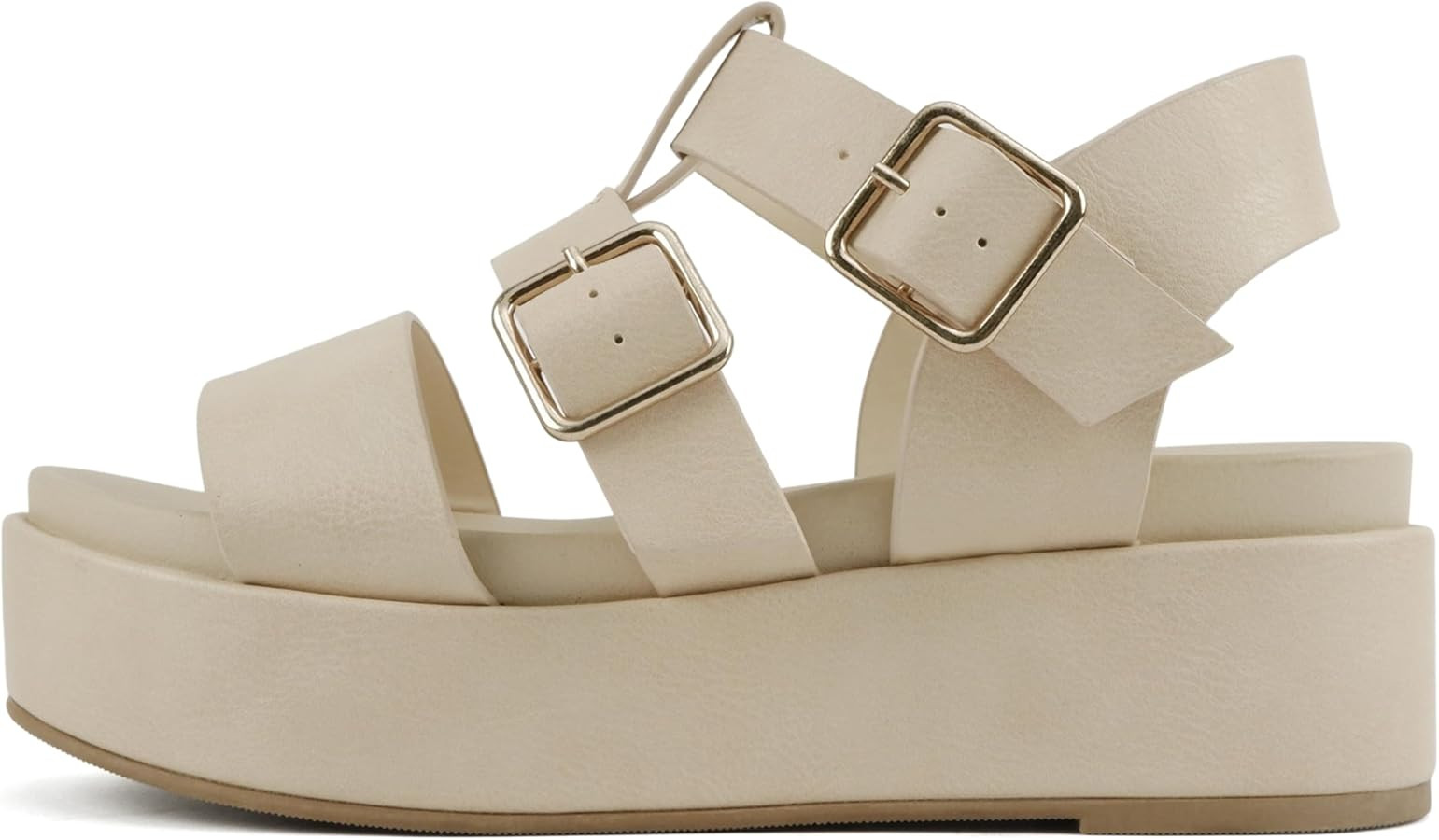 Soda “STELLAR” ~ Women Flatform Multi Strap Double Buckle Open Toe Ankle Strap Platform Wedge... | Amazon (US)