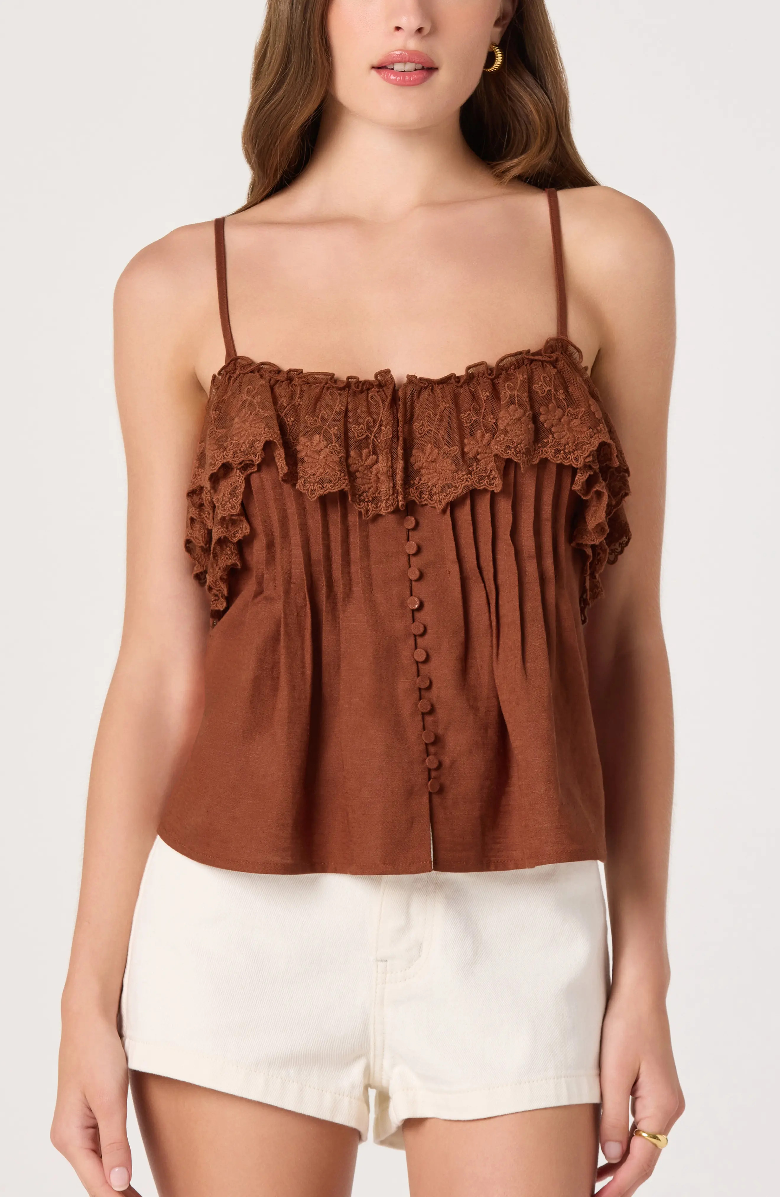 ASTR the Label Nellie Lace Trim Pintucked Tank (Women) | Nordstrom | Nordstrom