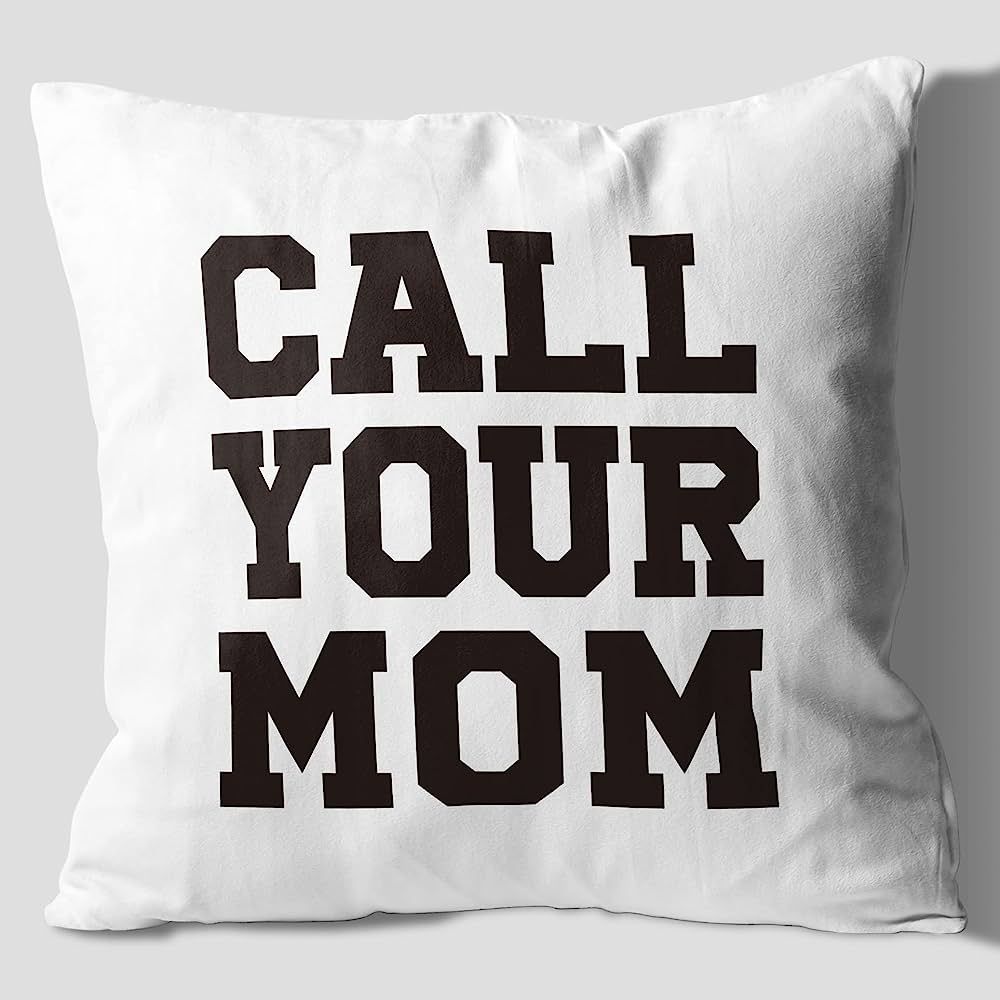 Call Your Mom pillowslip, Dorm Room Accessories, Freshman Gift, 18 x 18 Inch Decorative Flannel P... | Amazon (US)