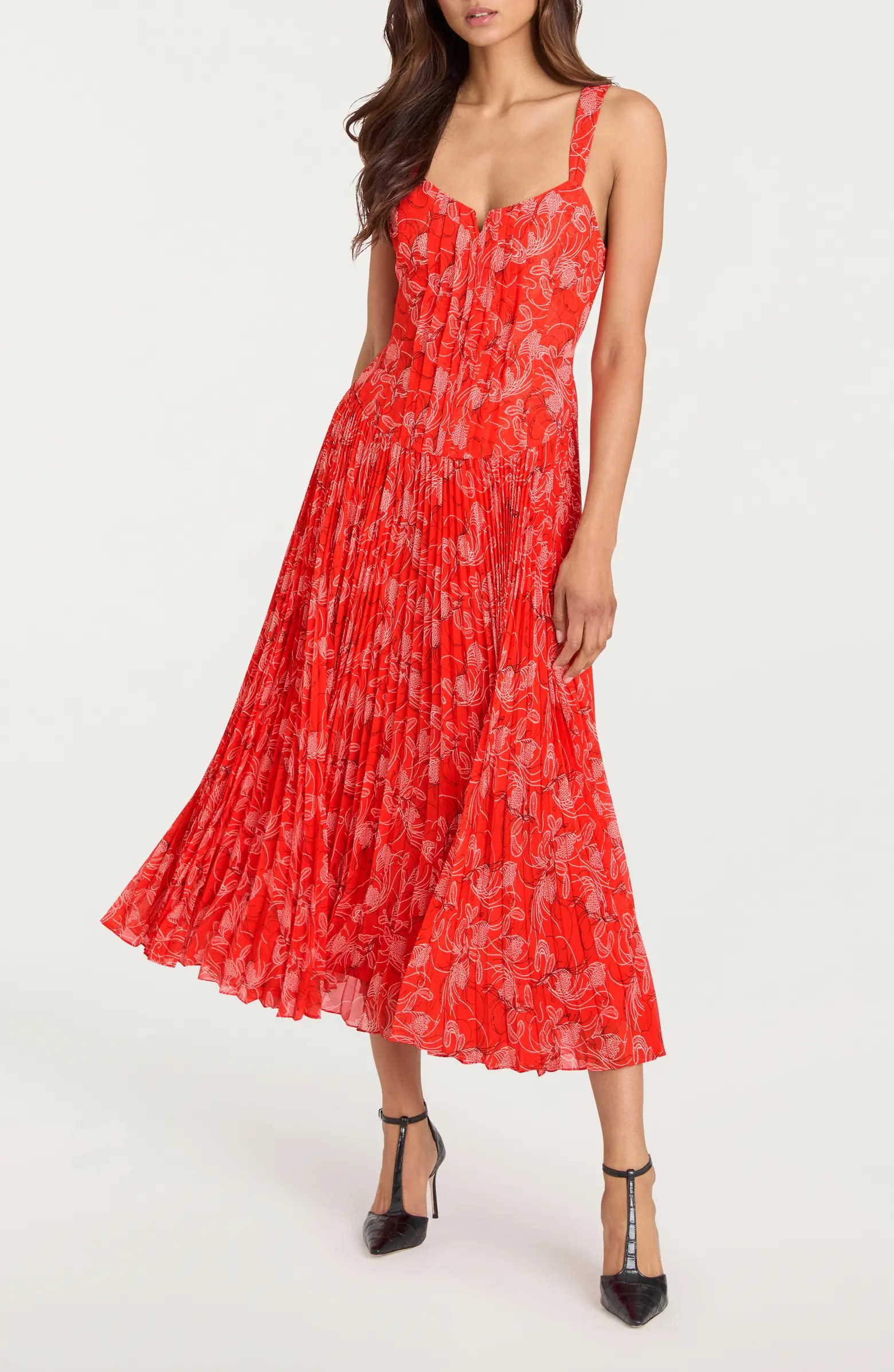 Botanical Floral Print Sleeveless Midi Dress | Nordstrom