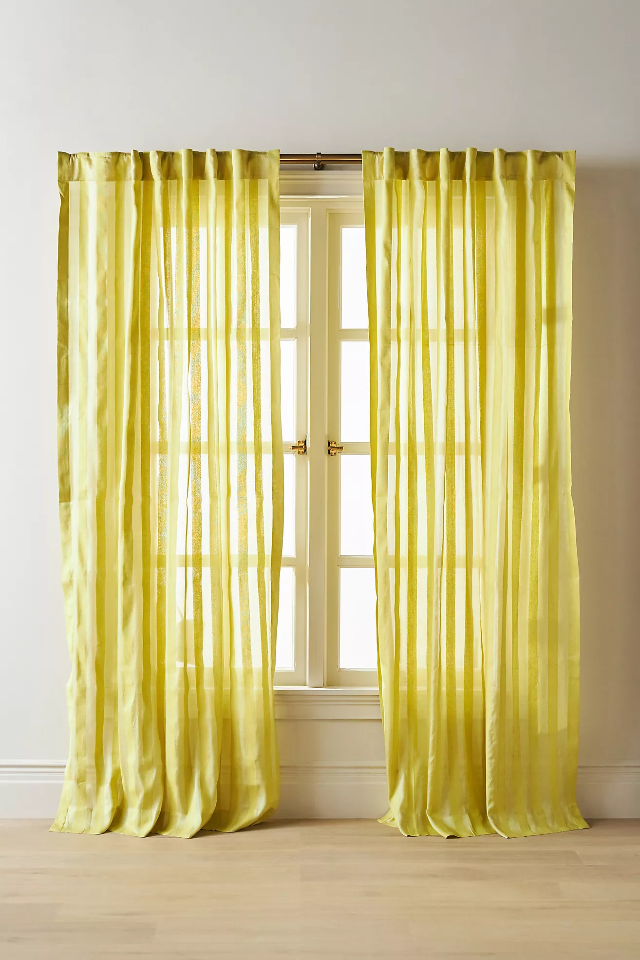 Ventura Silk Semi-Sheer Woven Stripe Curtain | Anthropologie (US)