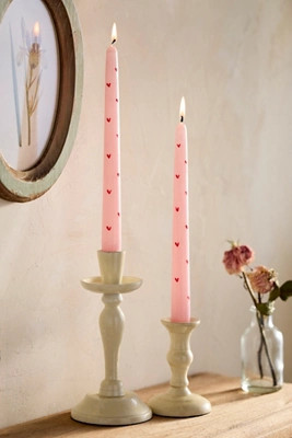 Painted Hearts Taper Candles, Set of 2 | Anthropologie (US)