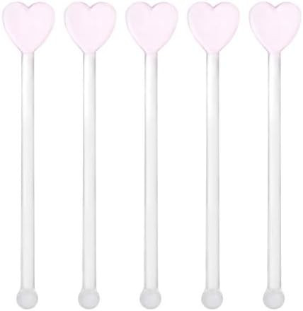 DOITOOL 5PCS Glass Swizzle Sticks for Cocktails Drinks, Creative Heart Shaped Swizzle Sticks for ... | Amazon (US)