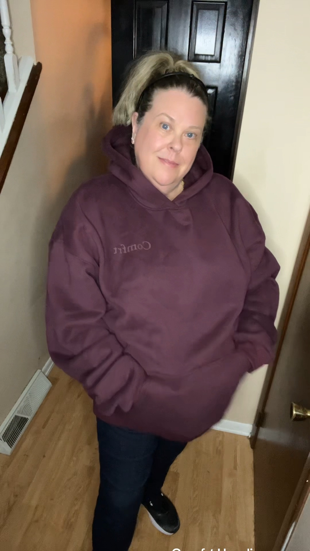 Comfrt minimalist hoodie in the color maroon. It's like wearing a hug everyday!  #comfrt #plussizefashion #ootd #mentalhealthmatters #cozyvibes #ootd #comfrtclothing #comfrthoodies #hoodiesstore #hoodieseason