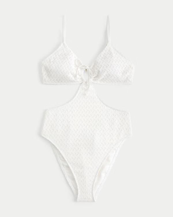 Crochet-Style One-Piece Cheeky Swimsuit | Hollister (US)