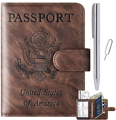 Passport Holder Cover Wallet Travel Essentials Leather Travel Wallet Rfid Blocking Case Vacation Travel Must Haves Travel Accessories for Men Women (2#Coffee) | Amazon (US)