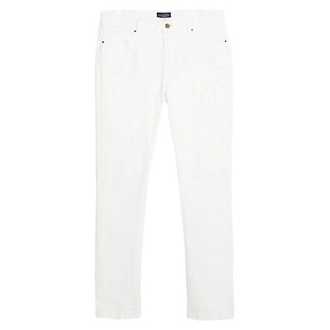 Violeta by Mango Straight-Fit Cotton Trousers, White | John Lewis UK