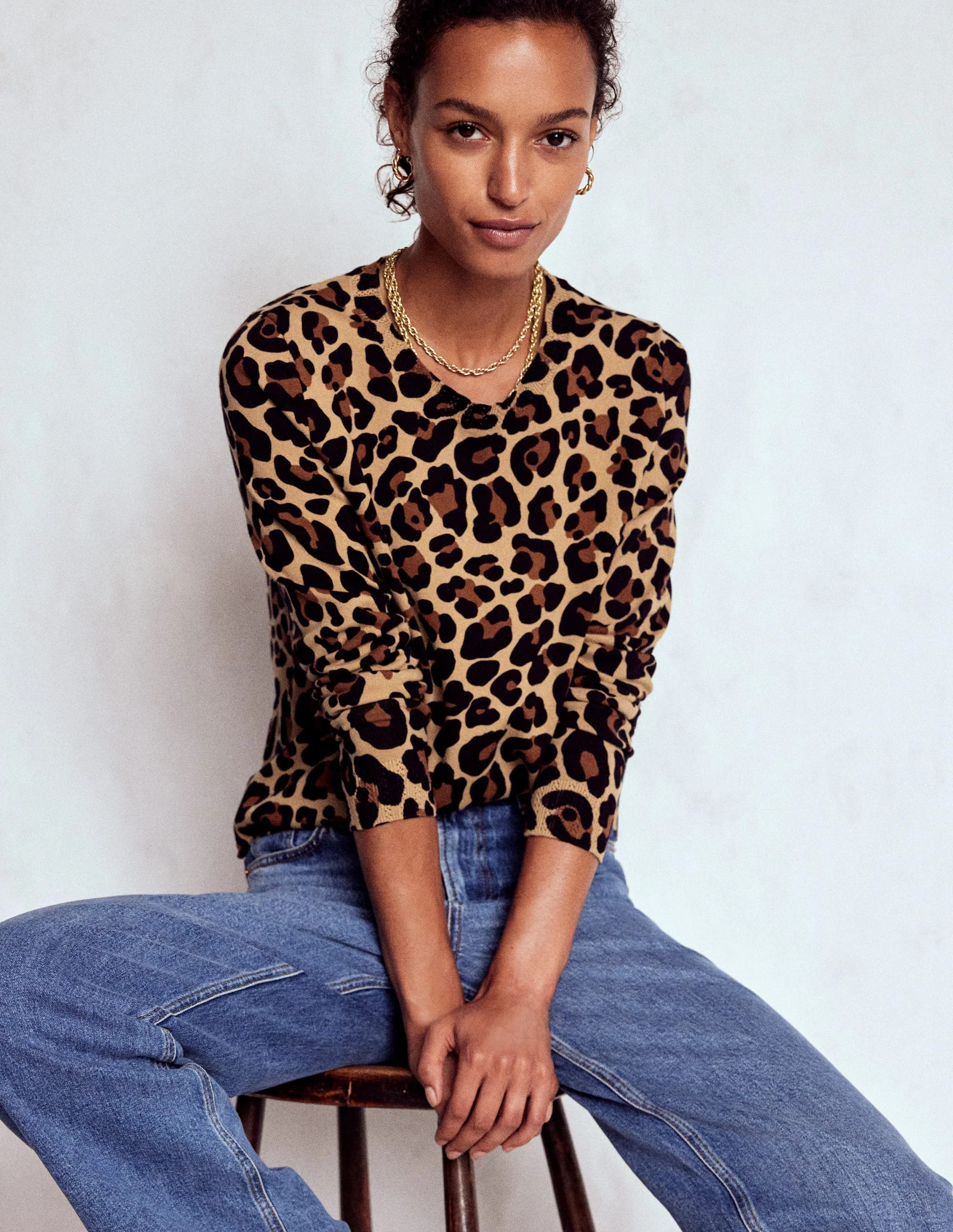 Emilia Cotton Crew Sweater-Cheetah Pop | Boden (US)