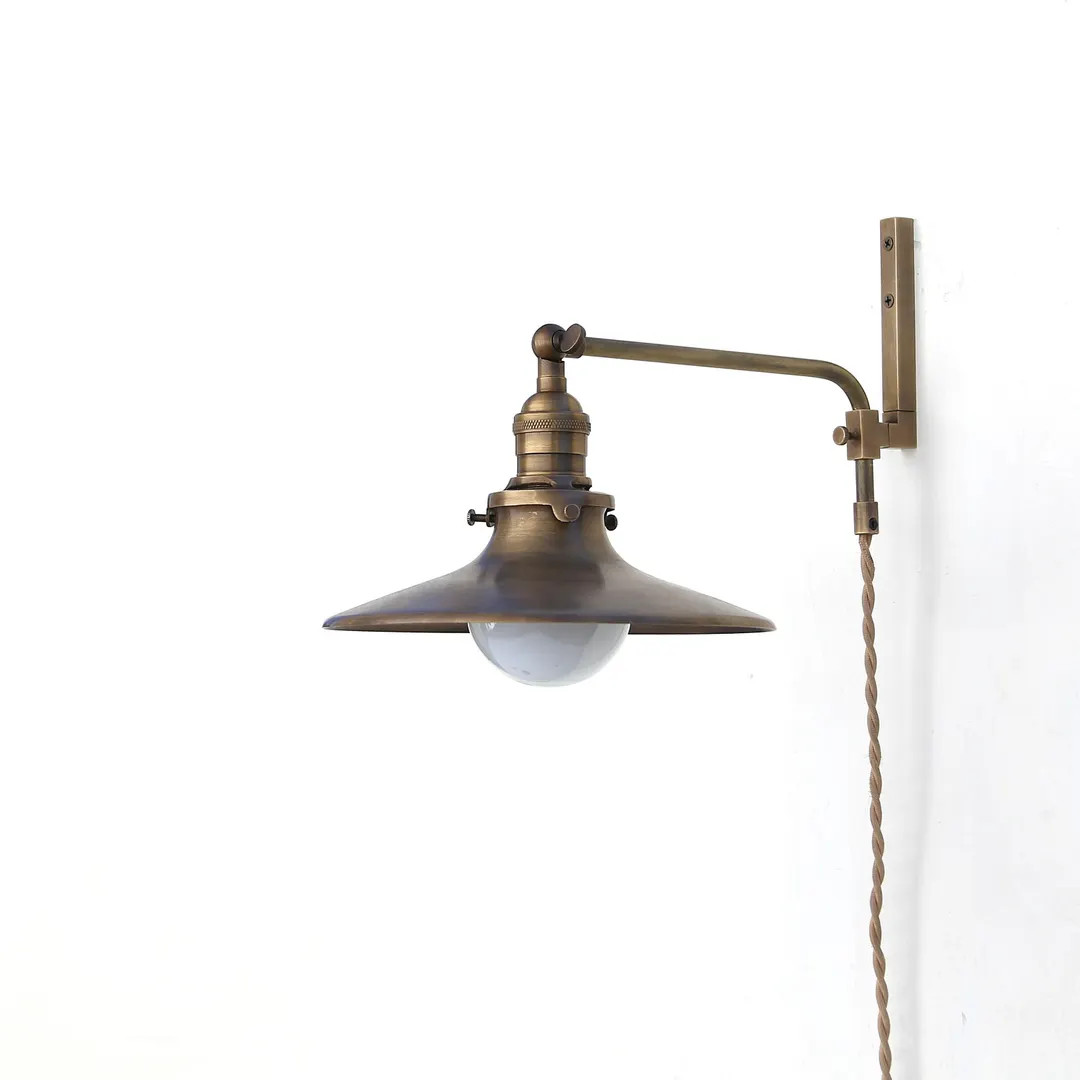 Plug-in Brass Wall Sconce  light, Modern brass light,  Wall Sconce light with cream finish shade.... | Etsy (US)