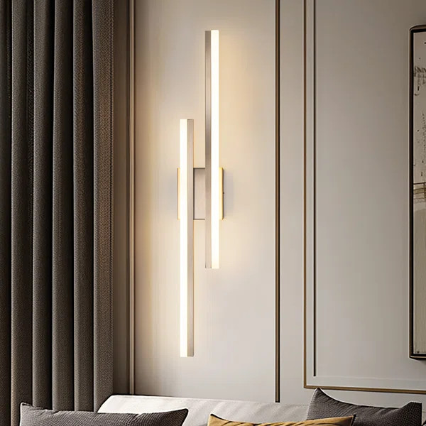 2-Light Minimalist LED Wall Sconce With Frosted Acrylic Shade, Modern Wall Light For Bedroom, Liv... | Wayfair North America