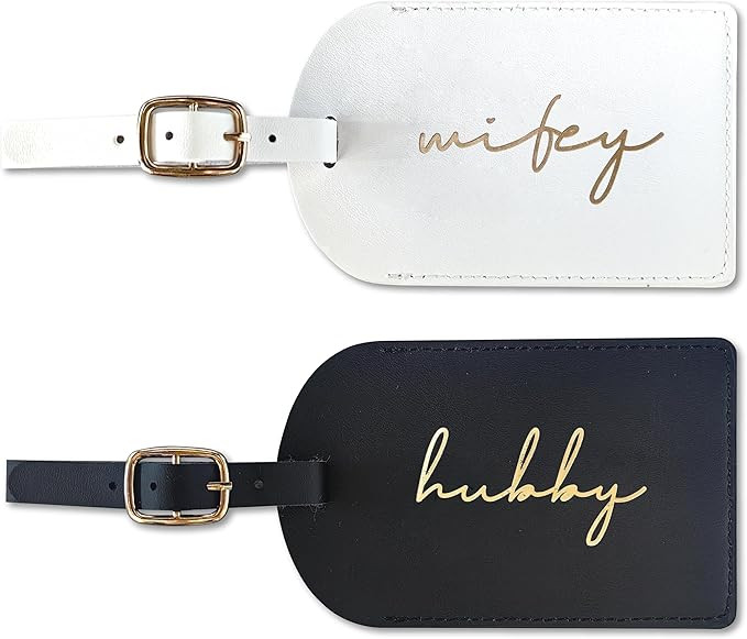 Hubby and Wifey Luggage Tags, Bridal Shower Gifts, Honeymoon Travel Essentials,Engagement Gift fo... | Amazon (US)