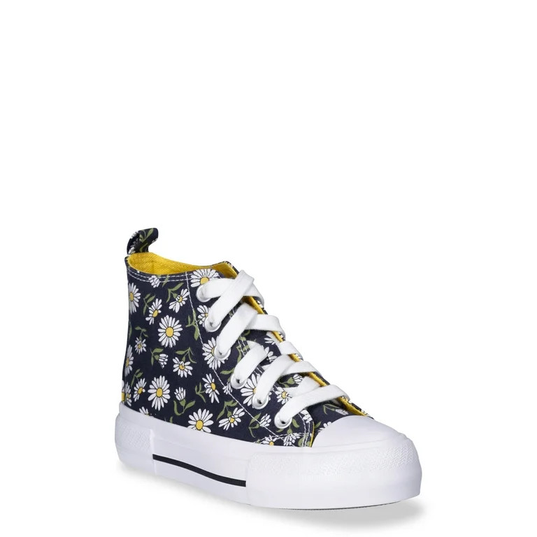 Wonder Nation Little Girl & Big Girl Canvas High Top Sneakers - Walmart.com | Walmart (US)