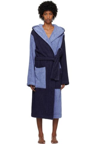 Tekla - SSENSE Exclusive Blue Hooded Robe | SSENSE
