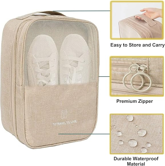 CINLITEK Shoe Bag,Travel Shoe Bag Waterproof Portable Organizer Storage Shoe Pouch Holds 3 Pair of S | Amazon (US)