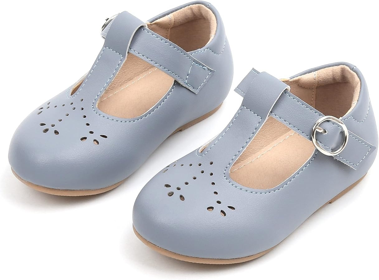 THEE BRON Girl's T-Strap Flats Toddler/Little Kid Ballet Mary Jane Party Dress Shoes | Amazon (US)