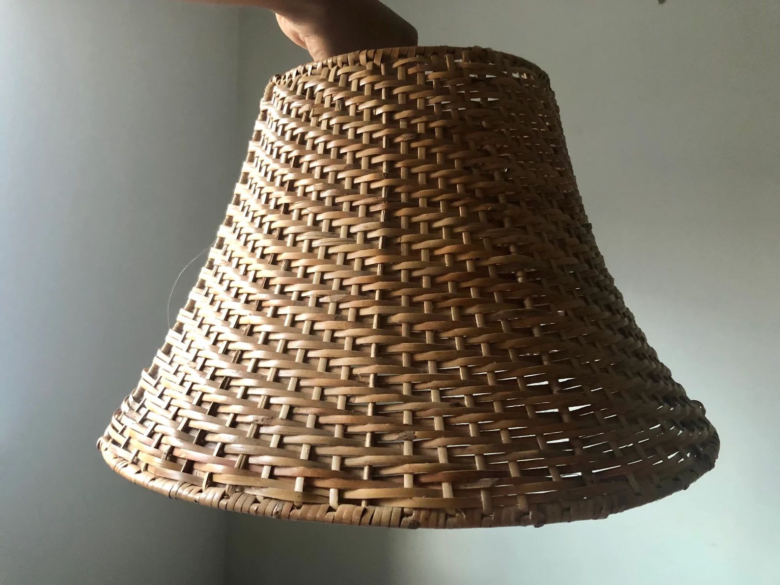 Vintage Rattan Lamp Shade, Vintage Wicker Lampshade - Etsy | Etsy (US)