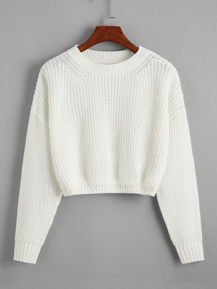 Plus Solid Drop Shoulder Sweater | SHEIN