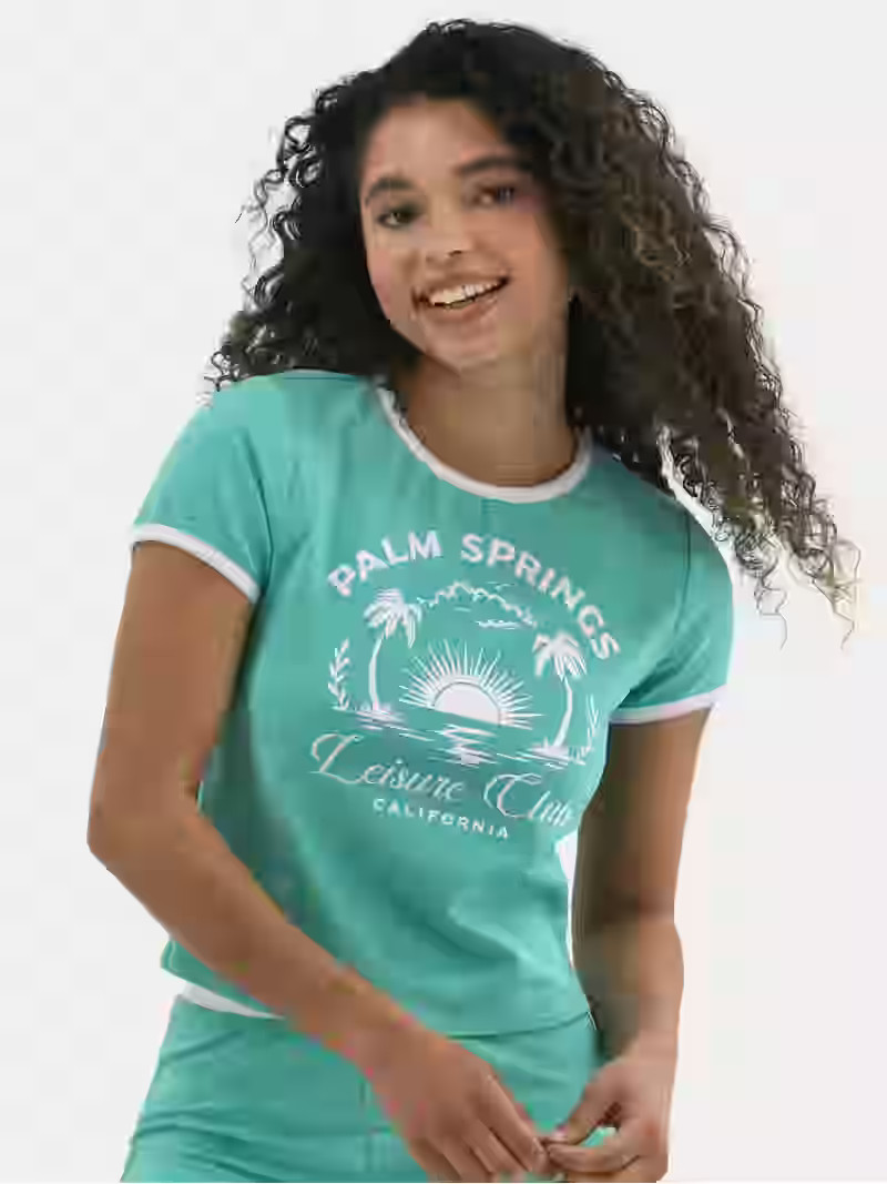 No Boundaries Tee and Shorts Sleep Set, 2-Piece, Women's - Walmart.com | Walmart (US)