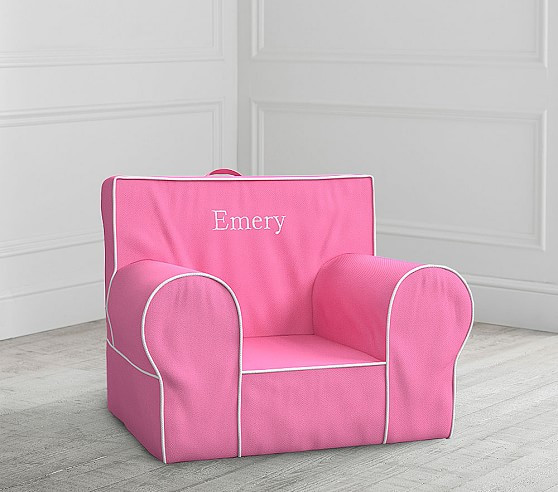 Bright Pink With White Piping Anywhere Chair® | Pottery Barn Kids