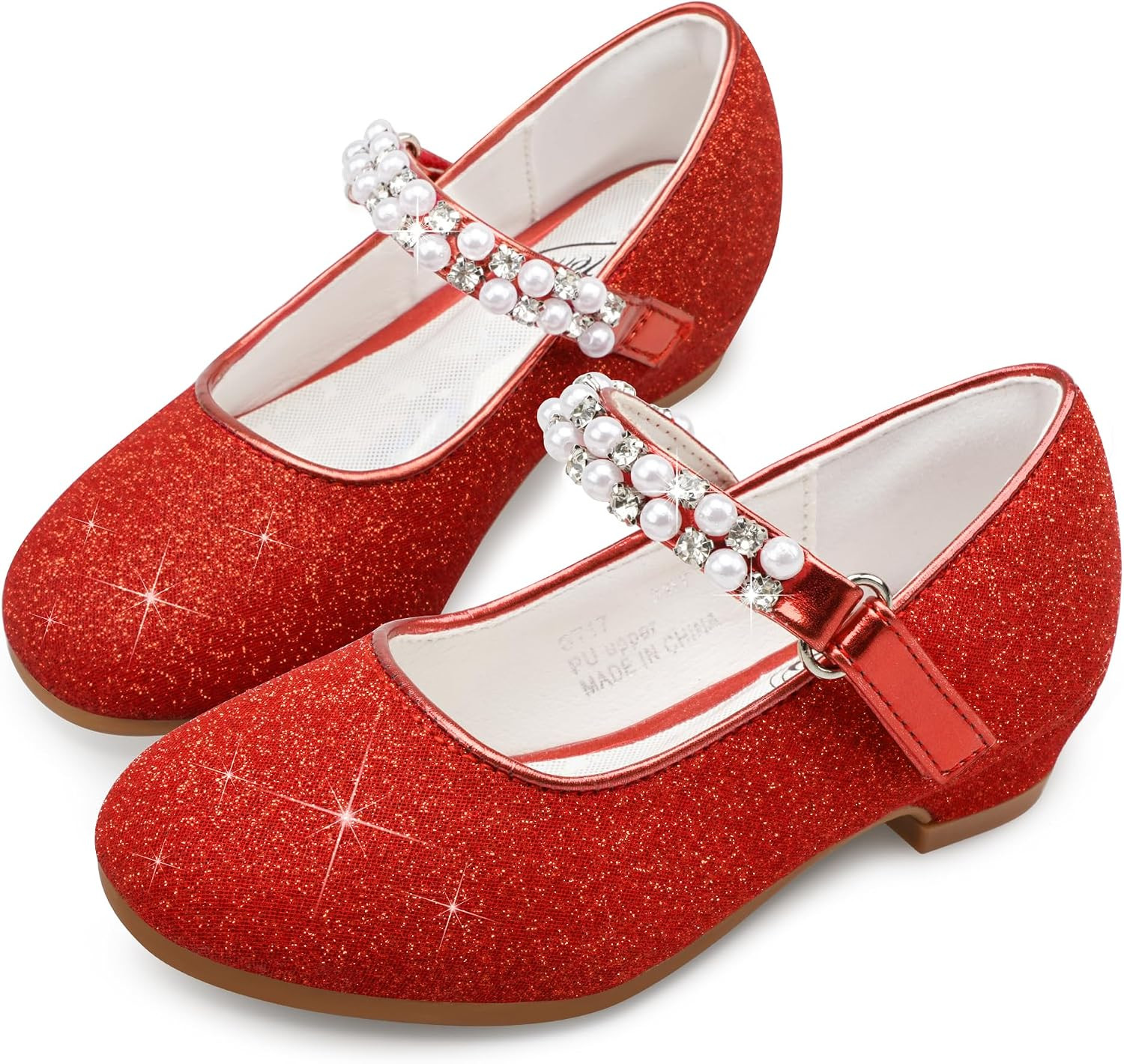 Stelle Girls Dress Shoes with Jeweled Strap for Wedding Flower Girl Party | Amazon (US)