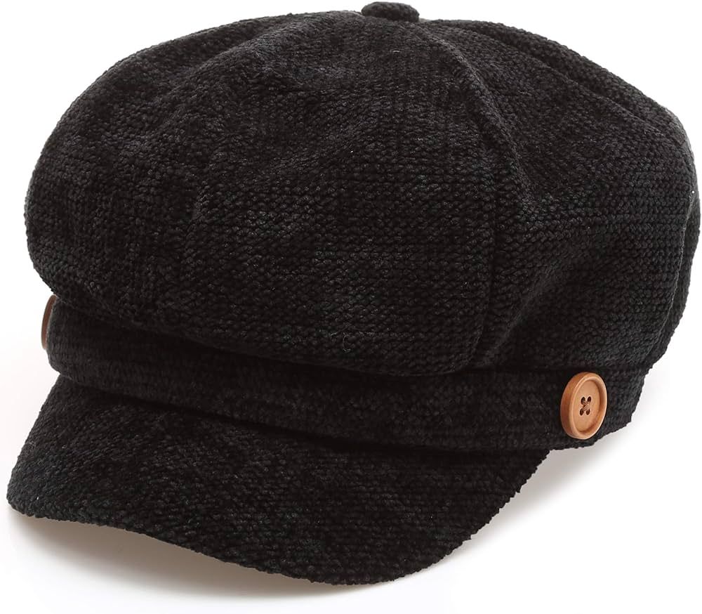 MIRMARU Women's Classic Visor Baker boy Cap Newsboy Cabbie Winter Cozy Hat with Comfort Elastic Back | Amazon (US)