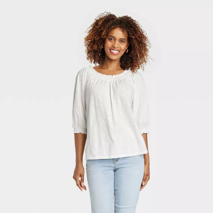 Women's Bishop 3/4 Sleeve Smocked Top - Knox Rose™ | Target