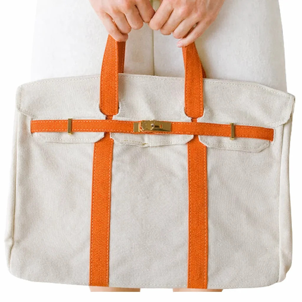 Canvas "Boatkin" Tote Bag - Orange Trim | Runway Athletics